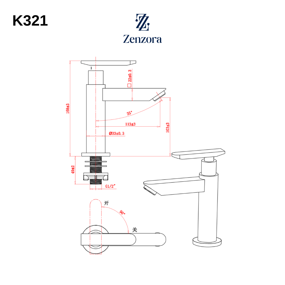 POZZI K321 Chrome Basin Tap