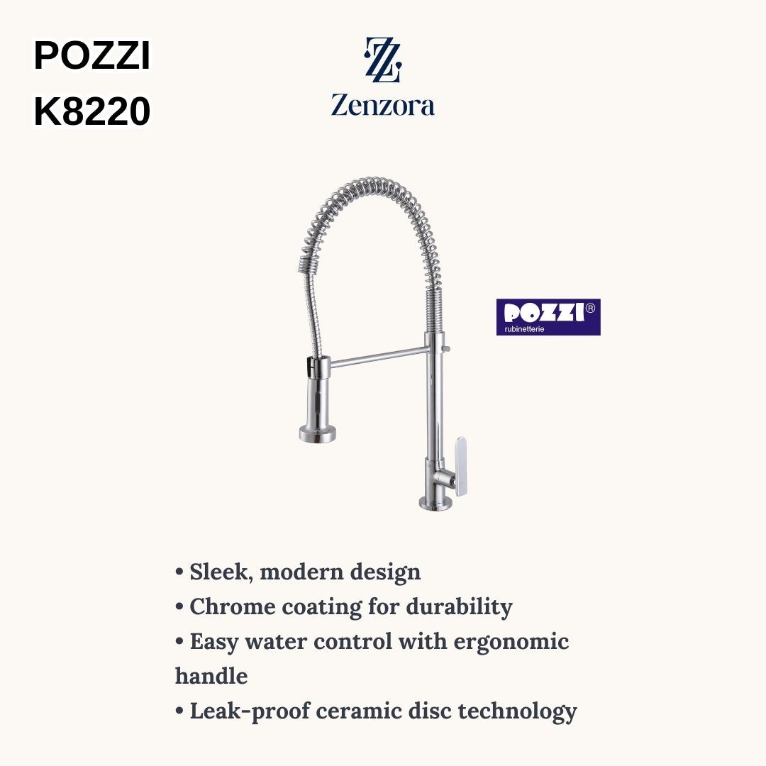 POZZI K8220 Modern Pull Out Spring Spout Kitchen Sink Tap