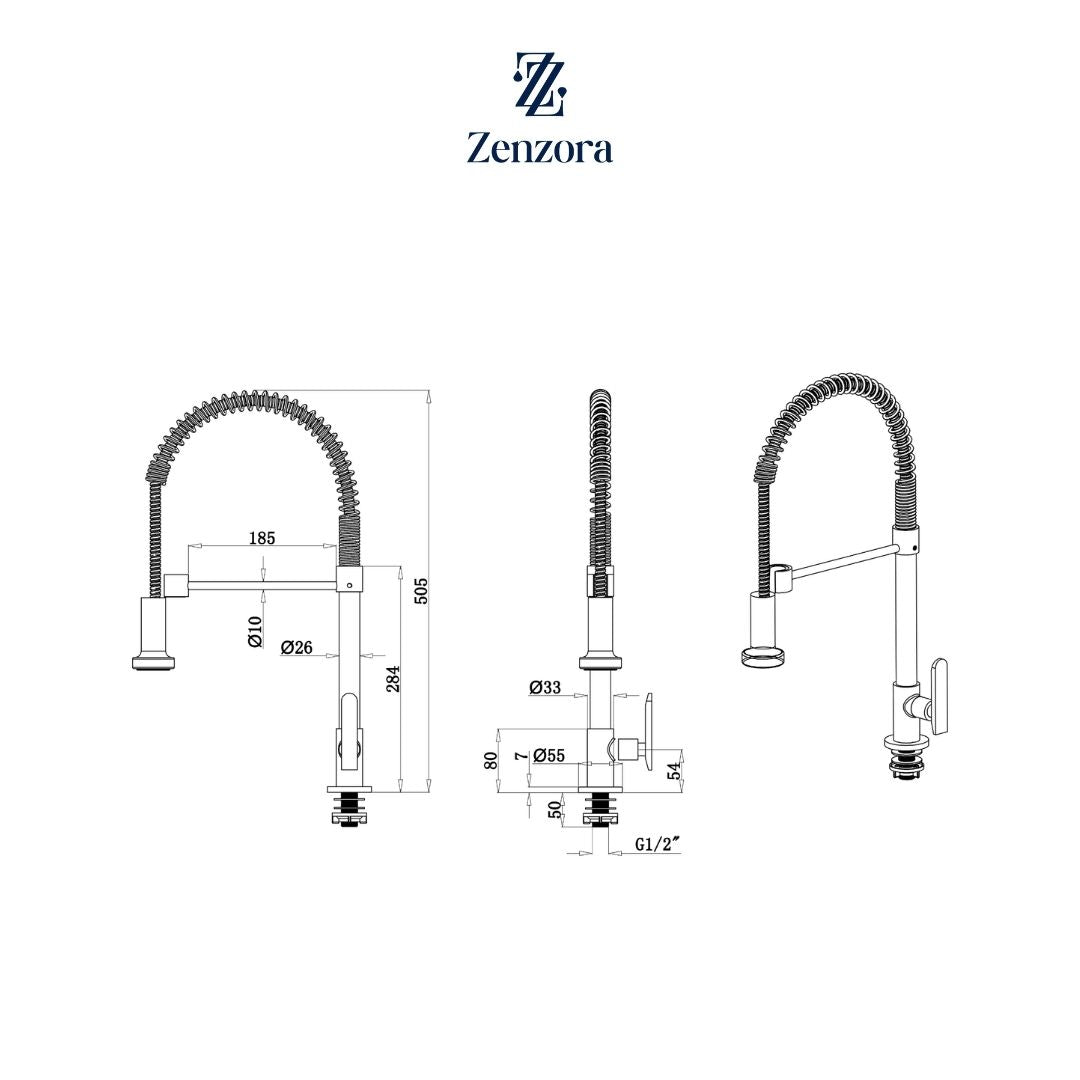 POZZI K8220 Modern Pull Out Spring Spout Kitchen Sink Tap