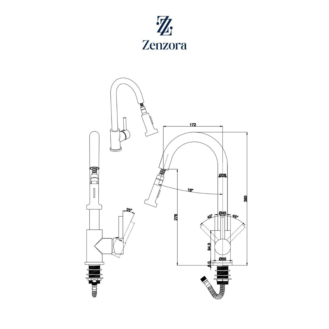 POZZI P7000 Pull Out Sink Mixer
