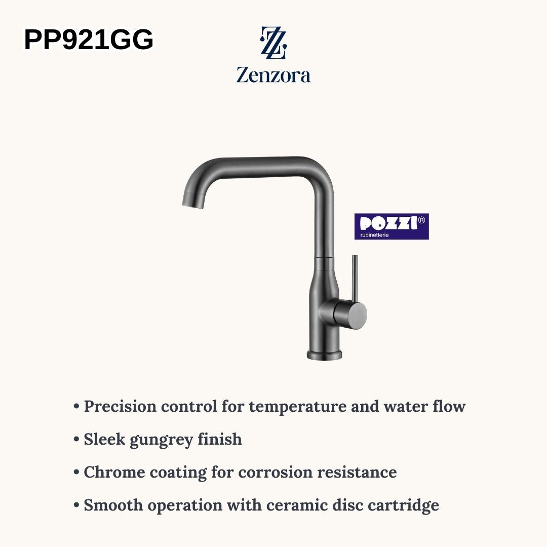 POZZI PP921GG Gun Grey Basin Mixer