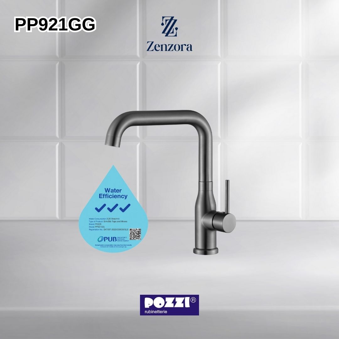 POZZI PP921GG Gun Grey Basin Mixer