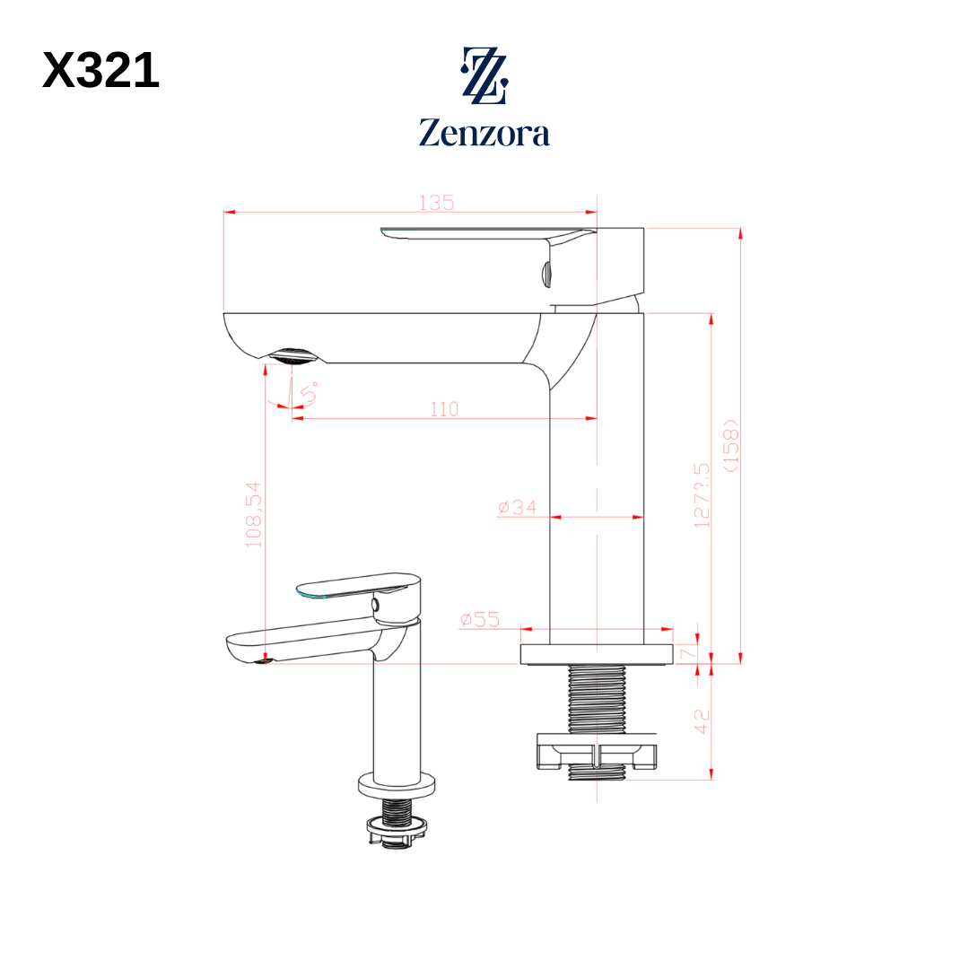 POZZI X321 Chrome Basin Tap