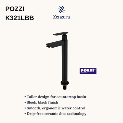 POZZI K321LBB Black Extended Basin Tap