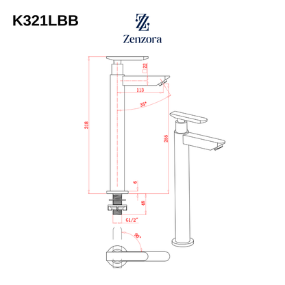 POZZI K321LBB Black Extended Basin Tap