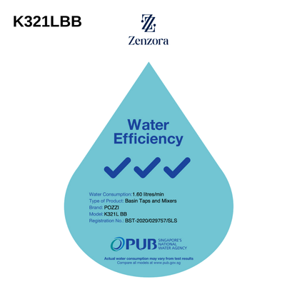 POZZI K321LBB Black Extended Basin Tap