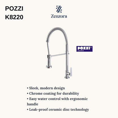 POZZI K8220 Modern Pull Out Spring Spout Kitchen Sink Tap