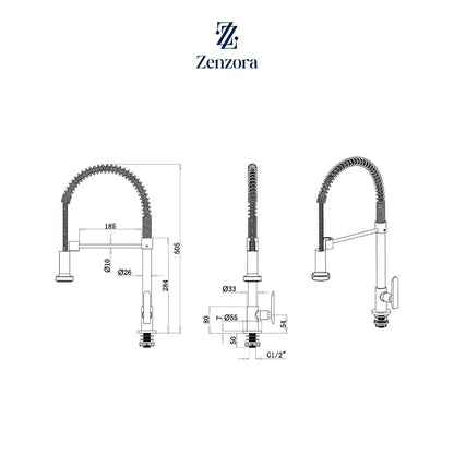 POZZI K8220 Modern Pull Out Spring Spout Kitchen Sink Tap