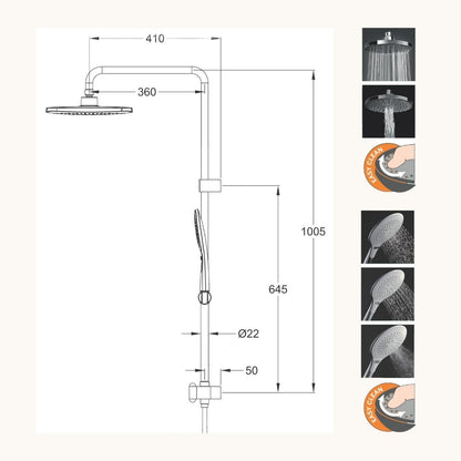 ADL SA8866BB Deluxe Rainfall Shower System